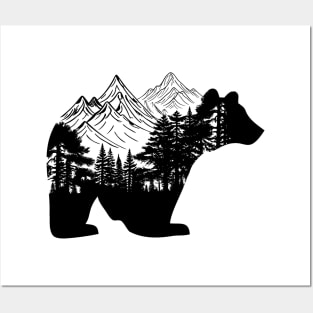 Bear with mountains and forest Posters and Art